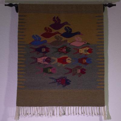 Oaxacan hand loomed wool rug.  $125.  $130 with rod and brackets.  