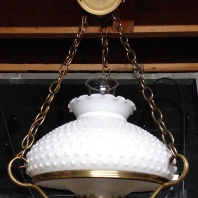 Hobnail Milk Glass Hanging Lamp 