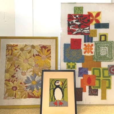 Needlepoint, Vintage 3 Pcs