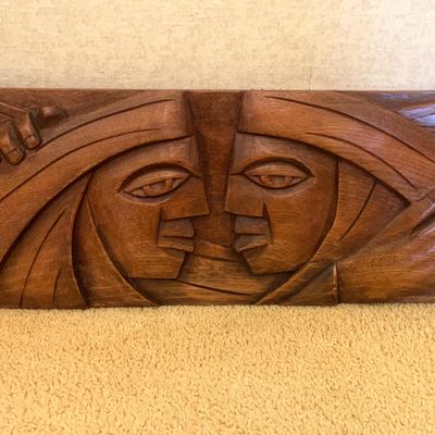 MidCentury Modern Hand-Carved Wood Relief