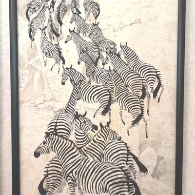 “Zebras”, Signed “Robin A” Framed And Numbered Lithograph 256/300