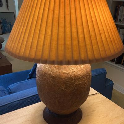 Textured Metal Table Lamp, Pleated Shade (2)