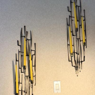 MidCentury Modern Metal Candelabras, Pair