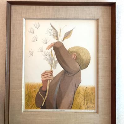 “Boy With Milkweed” by Anton Refregier, Lithograph 18/100