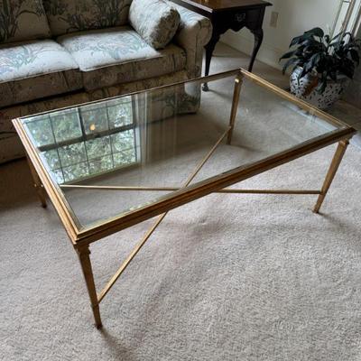 Sale Photo Thumbnail #43: Gold and glass coffee table