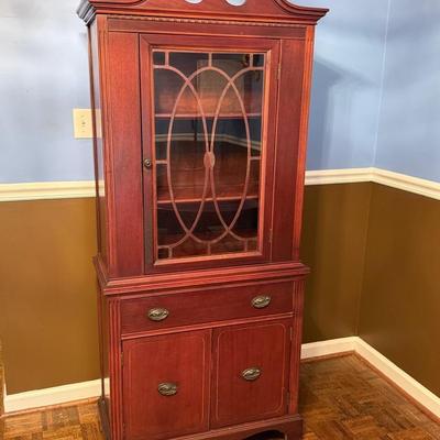 Vtg Cherry Display Cabinet