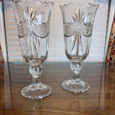 Towle Fan Cut Crystal  Vases