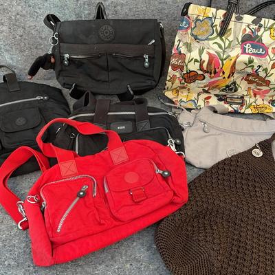 Kipling & The Sak Handbag Lot | 7 Casual Purses incl. Crossbody, Tote & Crochet Styles