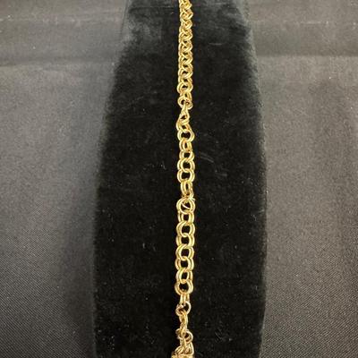 14K Yellow Gold Chain Bracelet | Textured Round Links | 12.25g