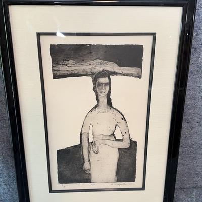 “Figure” – Signed & Numbered 9/25, 1965 Print by Artist | Mid-Century Modern Style