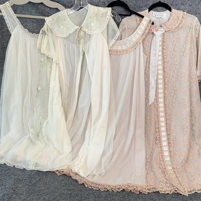 Vintage Odette Barsa Peignoir & Nightgown Sets – Sheer Lace & Chiffon Lingerie