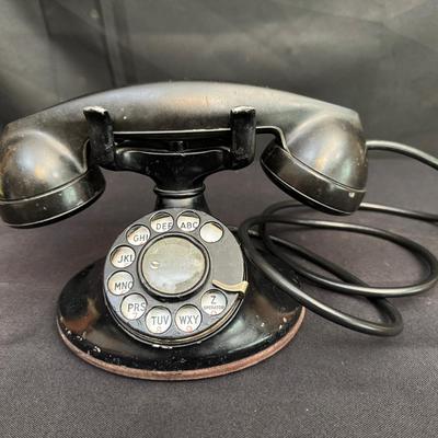 Vintage Western Electric Rotary Phone | Early Black Desk Phone, Bakelite-Style Plastic

