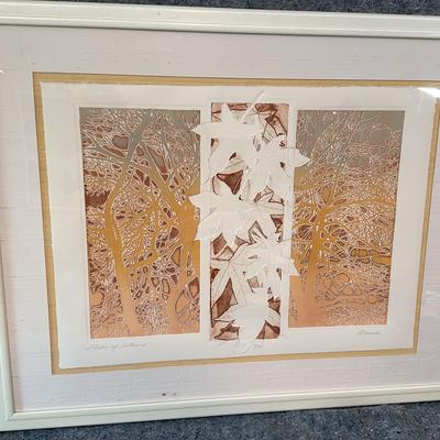 “Shades of Autumn” Signed Intaglio Print by Famed Laguna Beach Artist Danna Bradford