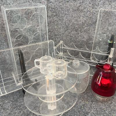 Acrylic Home & Kitchen Storage Lot | Wine Racks, Risers, Organizers & A Red Carafe