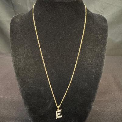 14K Gold Necklace w/ Diamond-Cut “E” Pendant | Rope Chain |  1.91g Total Weight
