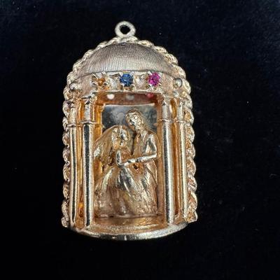 14K Yellow Gold “Just Married” Gazebo Charm | Multicolor Stones | 13.15gTotal Weight