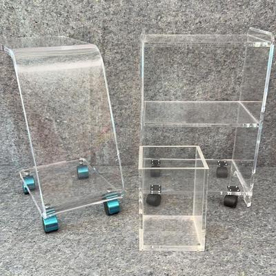 Lucite Rolling Tables & Storage | Includes 1 Signed Haziza Piece | Set of 3