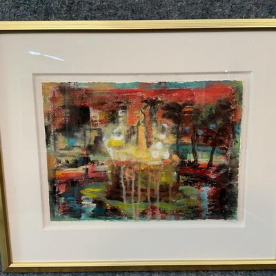 Ilana Bloch “Beverly Hills Fountain V” Framed Print | Abstract Urban Scene with Gallery Label