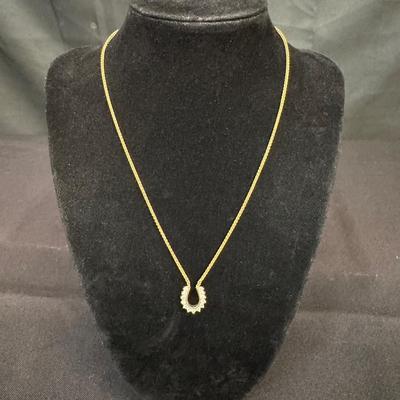 14K Gold Horseshoe Necklace | Diamond-Cut Stones | Rope Chain | Lucky Pendant | 5.99g Total Weight