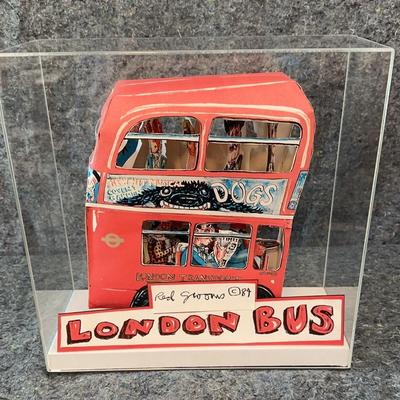 Red Grooms “London Bus” 3D Pop Art Sculpture | 1984 Signed | Acrylic Case Display | NYC Pop Icon
