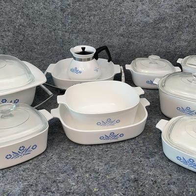 CorningWare Blue Cornflower Lot | Casseroles, Bakers & Percolator with Lids
