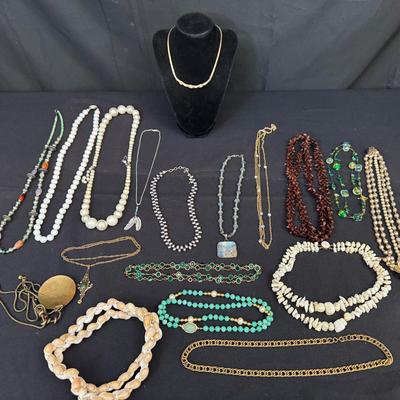 Necklace Lot | Includes Signed Christian Dior, Art Nouveau Style, Shell, Beads & More