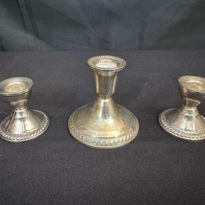 Weighted Sterling Silver Candle Holders | Set of 3 | 14.1oz Total Weight