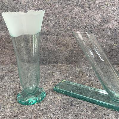 Signed Stephan Schlensker Studio Art Glass Vases | Pair with Etched Signatures Dated ’97 & ’98