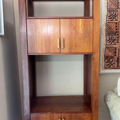 Solid Wood Display Shelf with Cabinet & Drawer | Lou Hodges Style California Modern