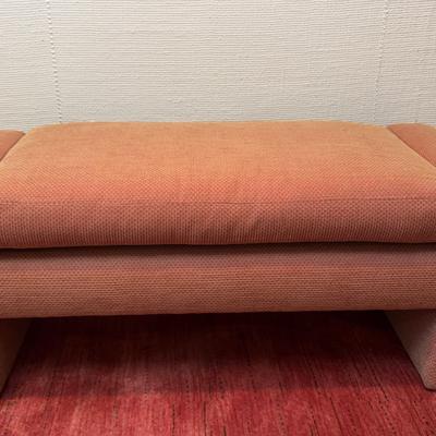 Modern Upholstered Bench Ottoman in Rust Fabric – Bold Block Arm Design