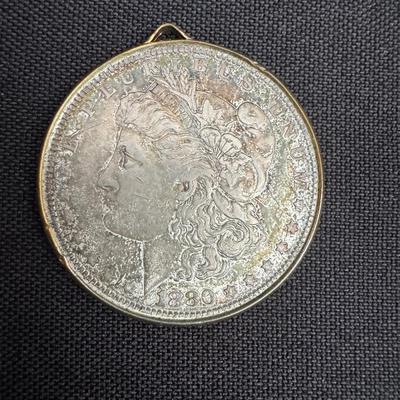 1890-O Morgan Silver Dollar in Bezel Mount | Vintage Coin Pendant or Display Piece