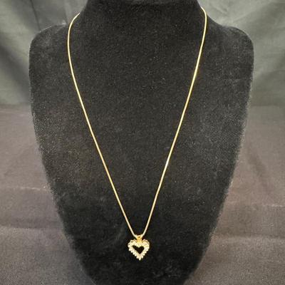 14K Gold Heart Pendant Necklace | Diamond-Cut Accents | Box Chain | 4.01g Total Weight 