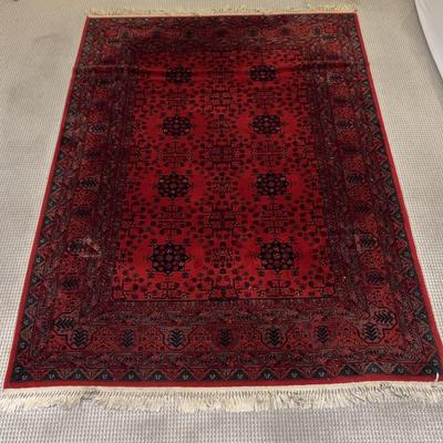 Couristan Kashimar Collection Rug – 5'5" x 8'6" Red Bokhara Pattern Wool Pile | Made In Belgium