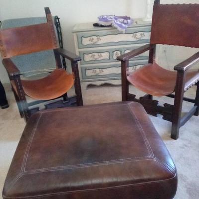 Hu135v leather chairs ottoman