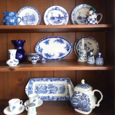 Hu143 blue plates vases & more