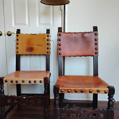 Hu111 leather wooden chairs with lamp