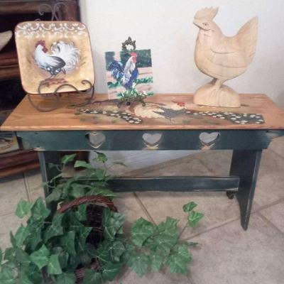 Hu102v rooster bench decorations