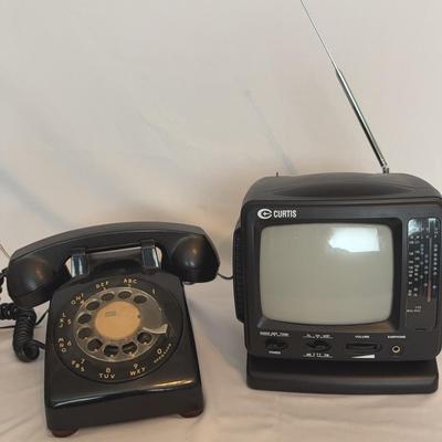 Vintage ITT Desk Phone & Curtis Portable TV/Radio 