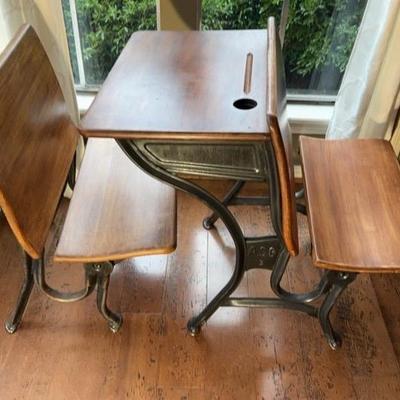 Vintage Wood & Metal Schoolroom Desks 