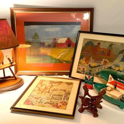 Sewing Items: Button Holder, Needlepoint and More