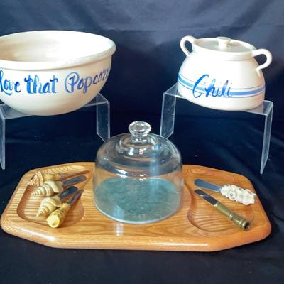 Popcorn Bowl, Chili Bowl and Cheese Tray 