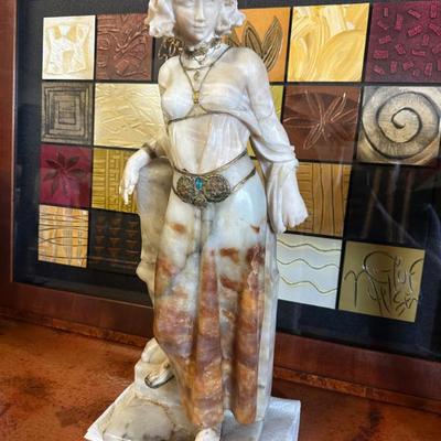 Carved Alabaster Statue By Picardy Sestini "Cleopatra"