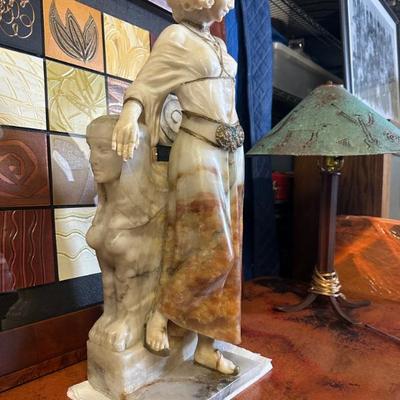 Carved Alabaster Statue By Picardy Sestini "Cleopatra"