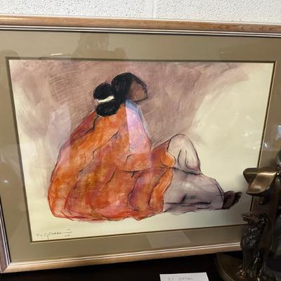 Woman Sitting By RC Gorman Signed Lithograph