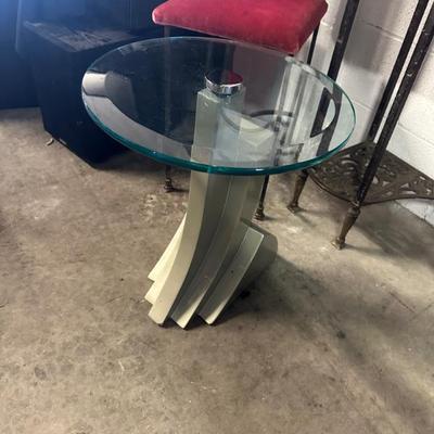 Retro Designer End Table Glass Top