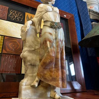Carved Alabaster Statue By Picardy Sestini "Cleopatra"