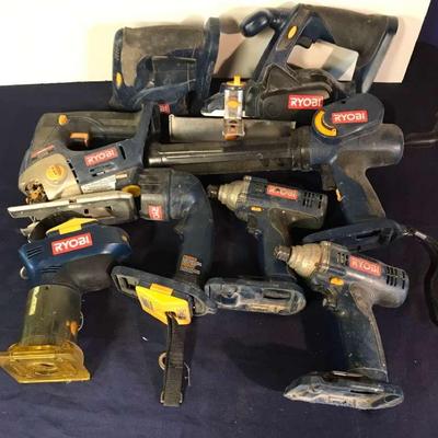 Assortment Of Ryobi 18 V Battery Tools