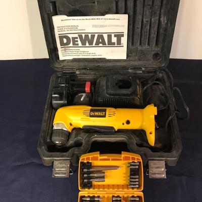DeWalt Battery Powered Right Angle Drill With Bits