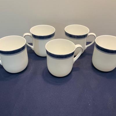 Set Of 5 Doulton Blue Marble Coffee Mugs