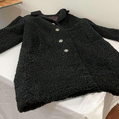 Black Curly Wool Coat Possibly Persian Lamb